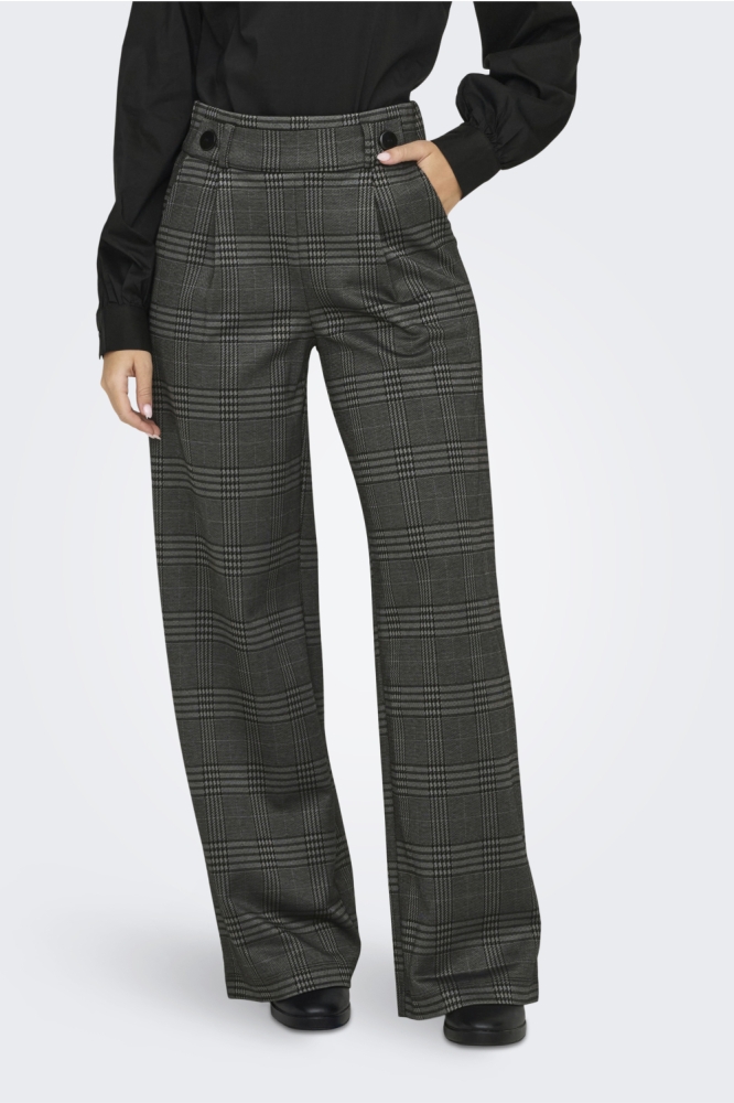 JDYGEGGO MIA LONG CHECK PANT JRS NO 15242797 Granite Grey/DARK CHECK